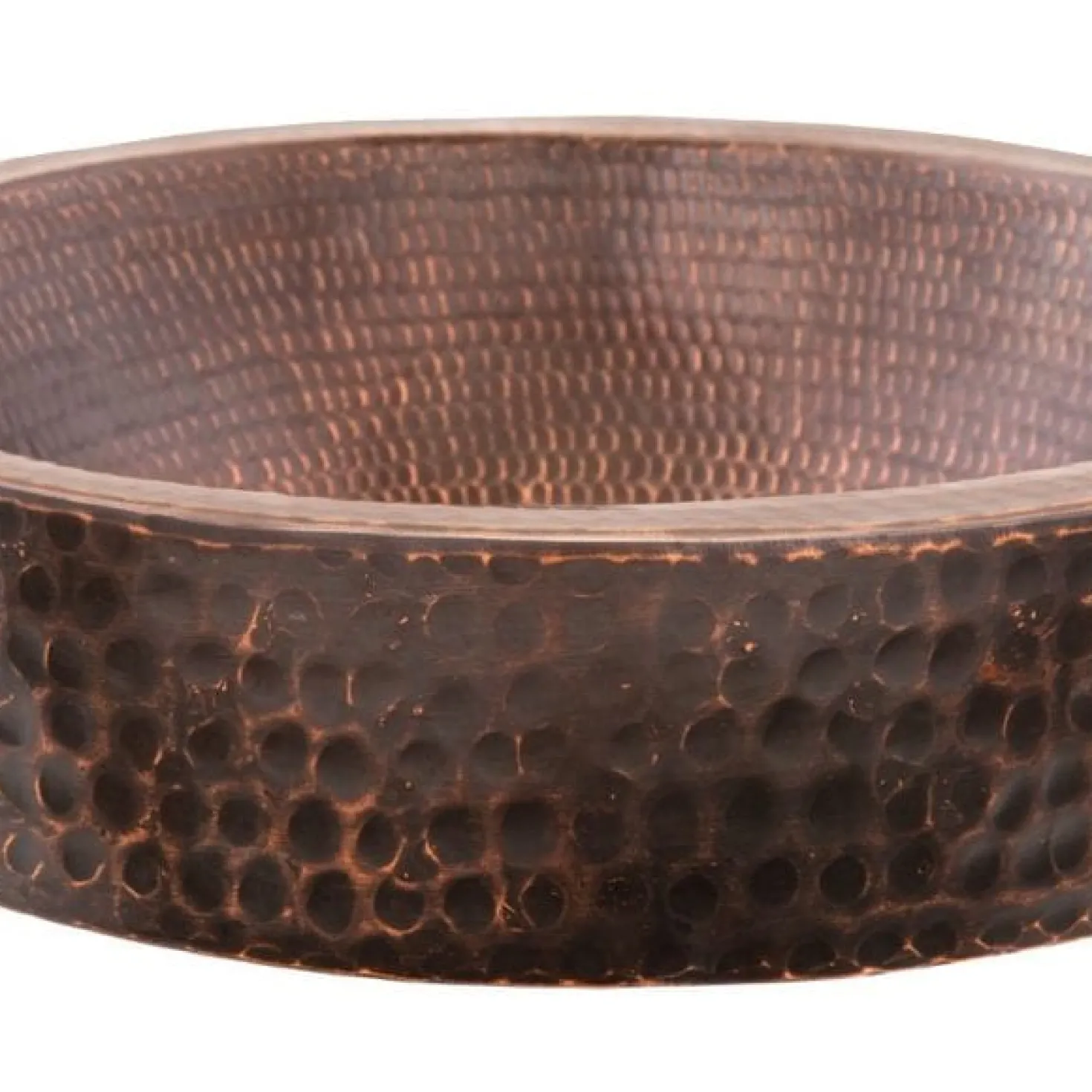 Premier Copper Products 15" Small Round Skirted Vessel Hammered Copper Sink