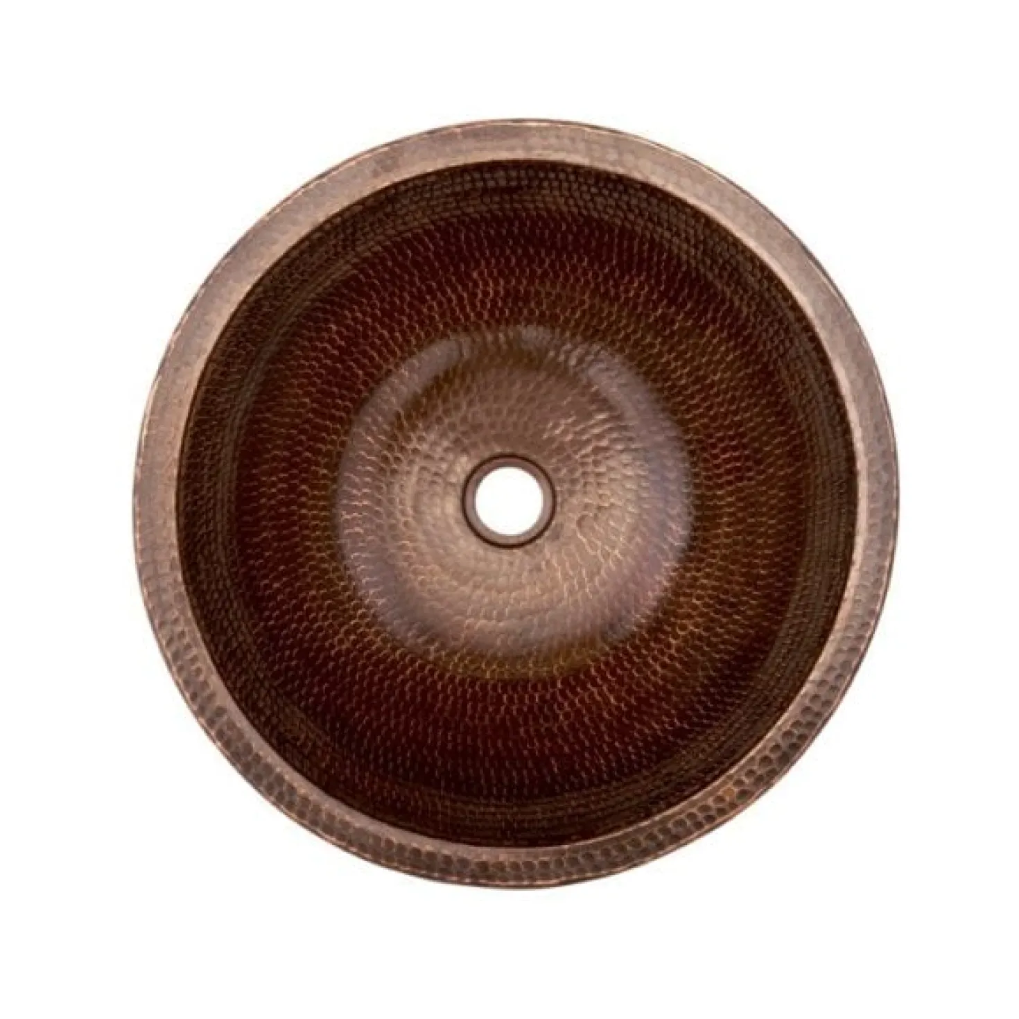 Premier Copper Products 15" Small Round Skirted Vessel Hammered Copper Sink