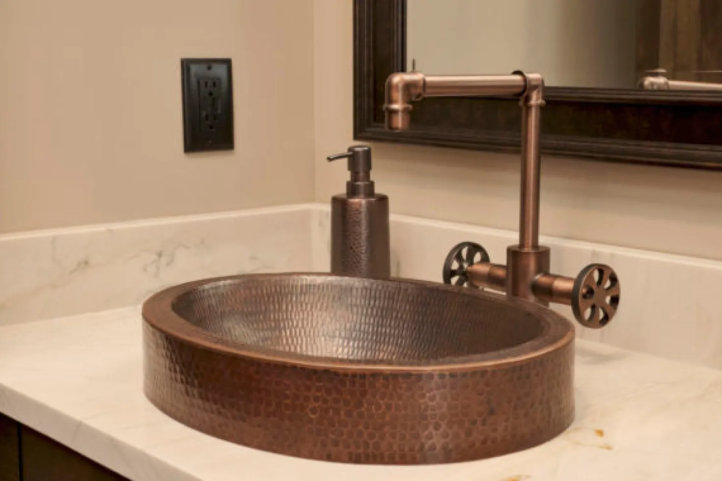 Premier Copper Products 15" Small Round Skirted Vessel Hammered Copper Sink