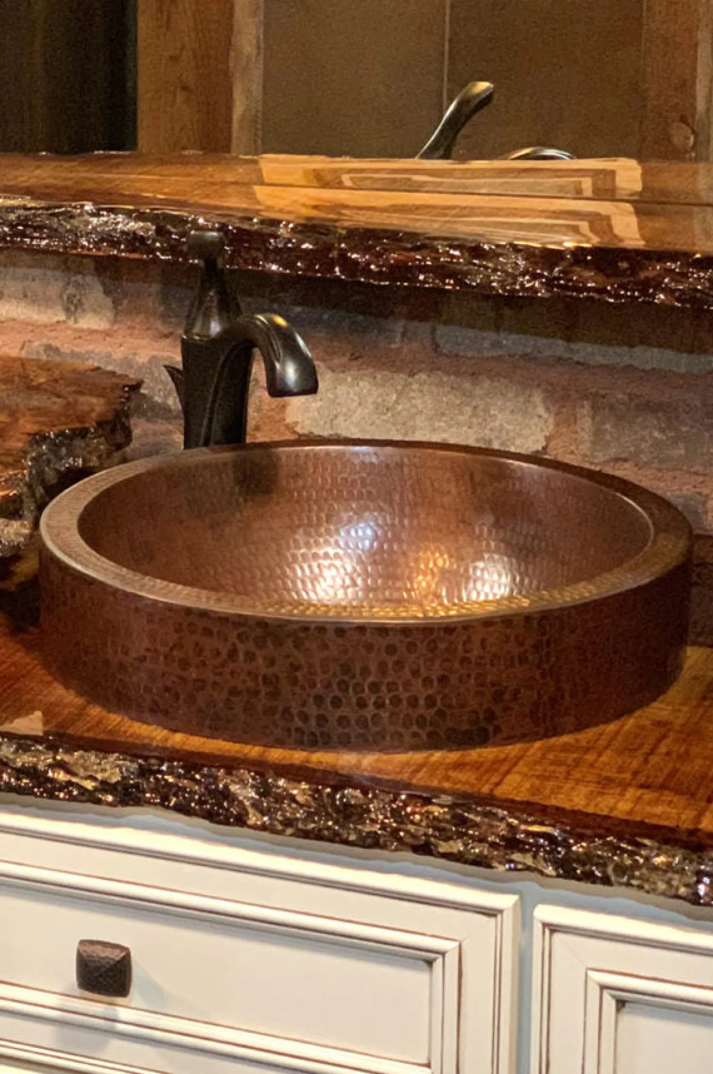 Premier Copper Products 15" Small Round Skirted Vessel Hammered Copper Sink