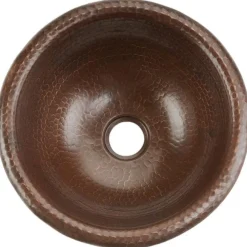 Premier Copper Products 12" Small Round Self Rimming Hammered Copper Sink