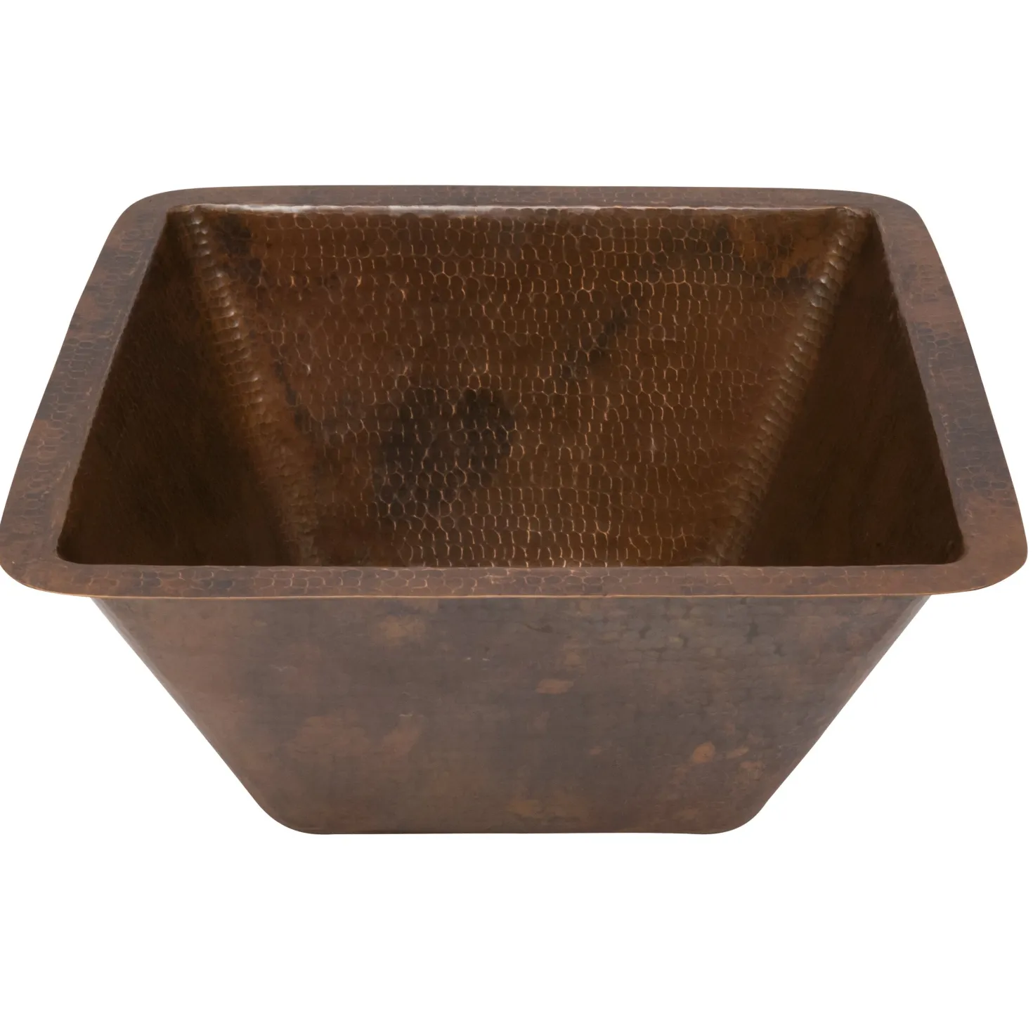 Premier Copper Products 15" Square Hammered Copper Bar/Prep Sink with 2" Drain Size