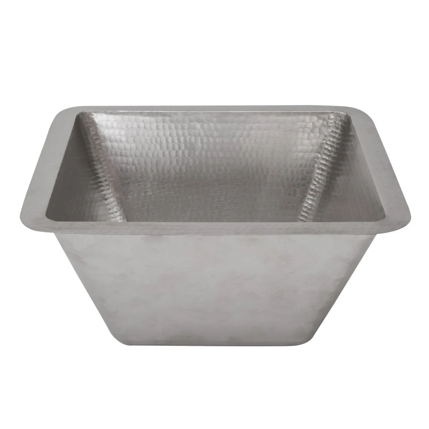 Premier Copper Products 15" Square Hammered Copper Bar/Prep Sink in Nickel with 2" Drain Size