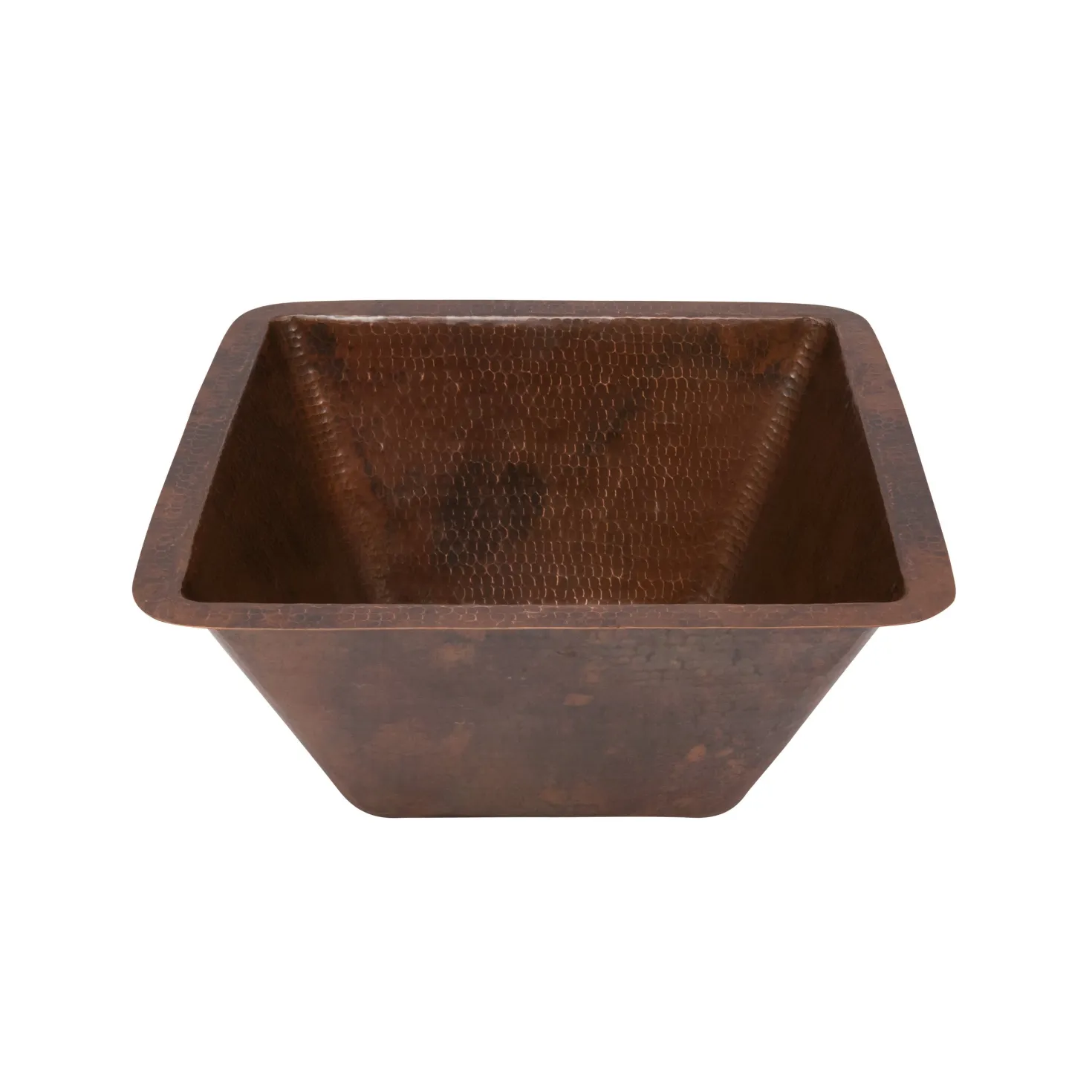 Premier Copper Products 15" Square Under Counter Hammered Copper Bathroom Sink