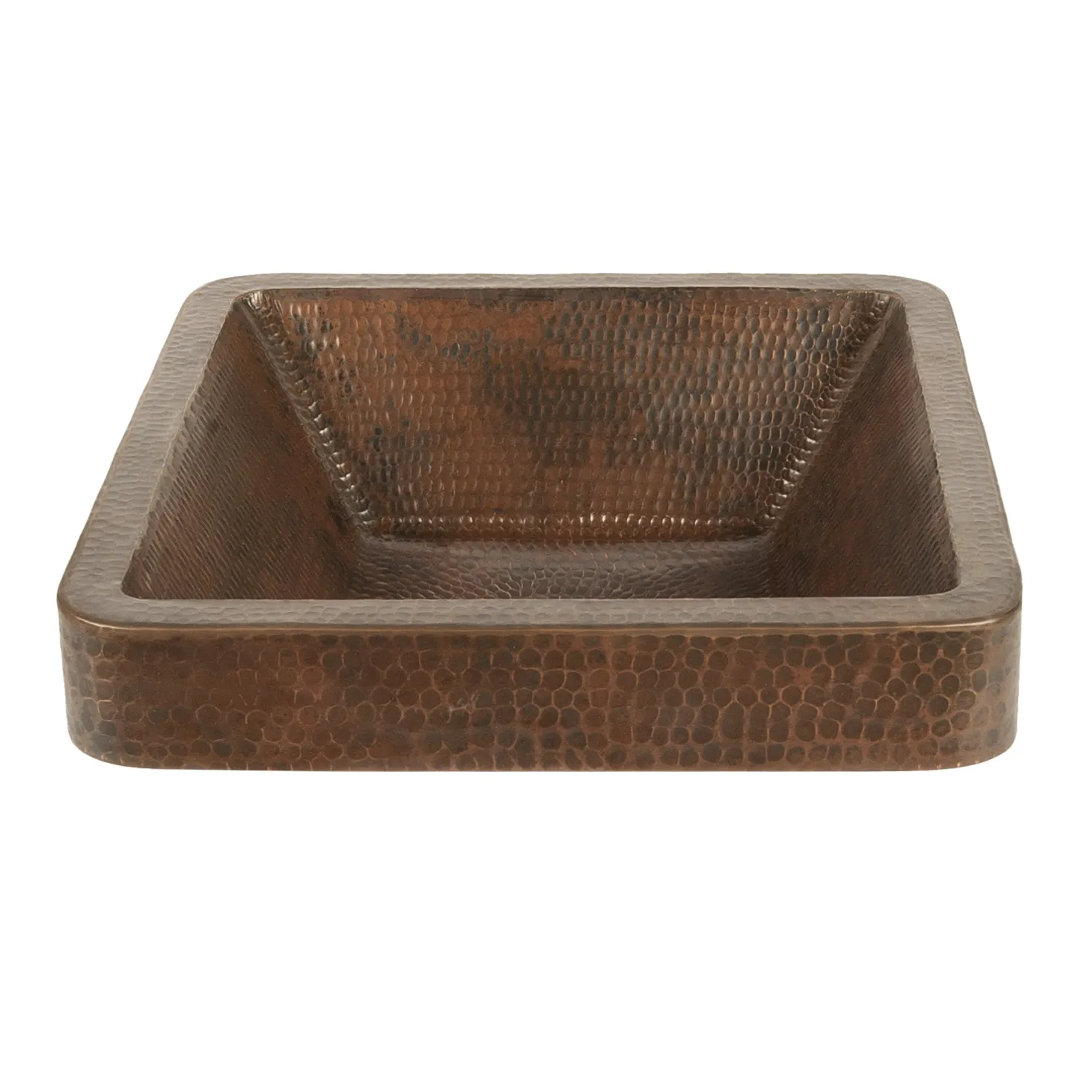 Premier Copper Products 15" Square Skirted Vessel Hammered Copper Sink