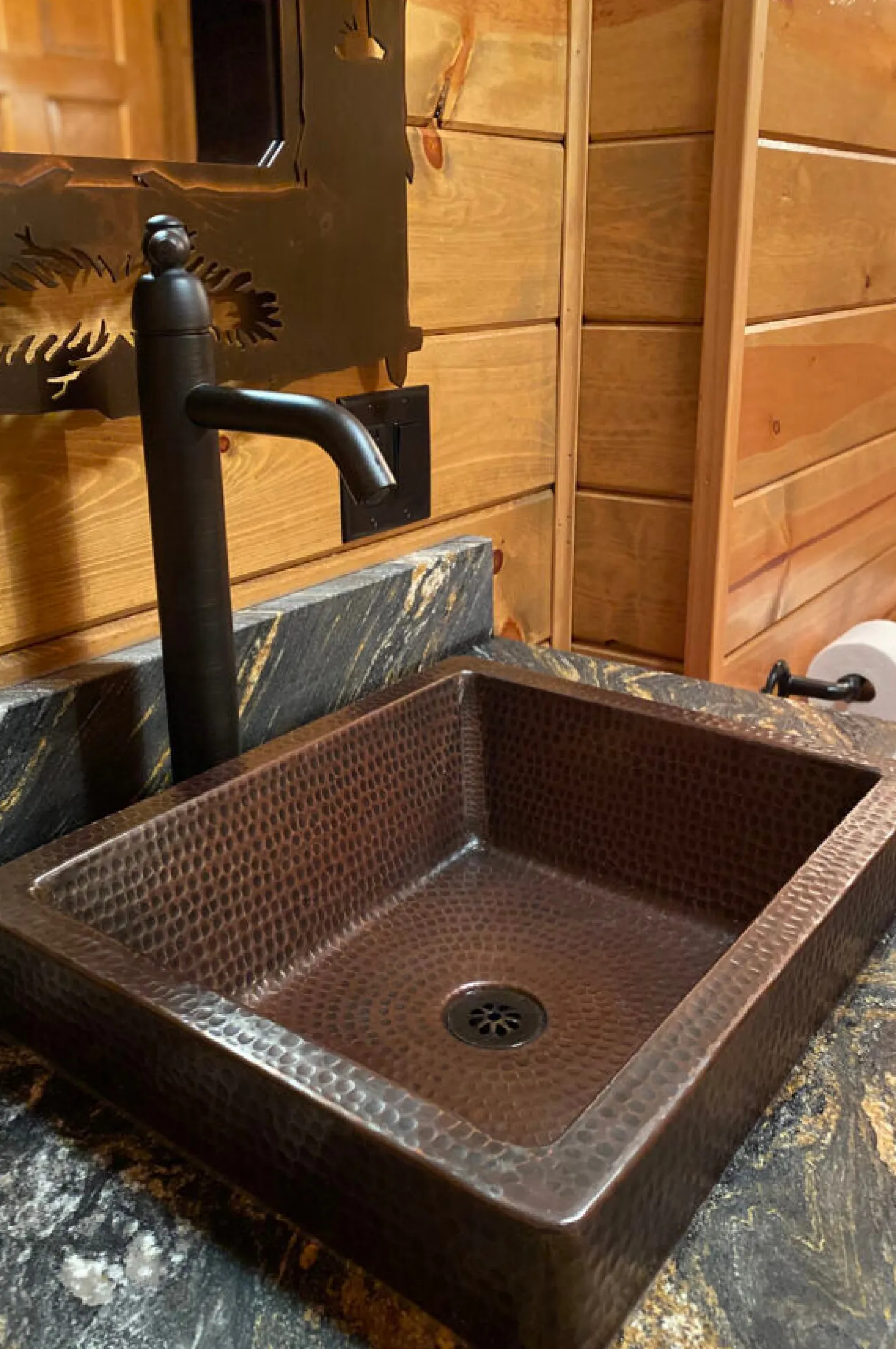 Premier Copper Products 15" Square Skirted Vessel Hammered Copper Sink