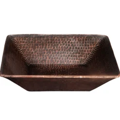 Premier Copper Products 14" Square Hand Forged Old World Copper Vessel Sink