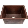 17" Rectangle Hammered Copper Bar Prep Sink with 3.5" Drain Opening
