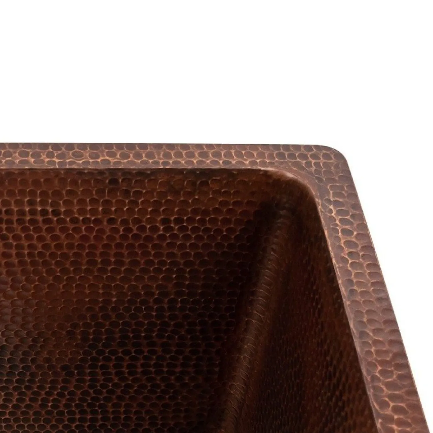 17" Rectangle Hammered Copper Bar Prep Sink with 3.5" Drain Opening