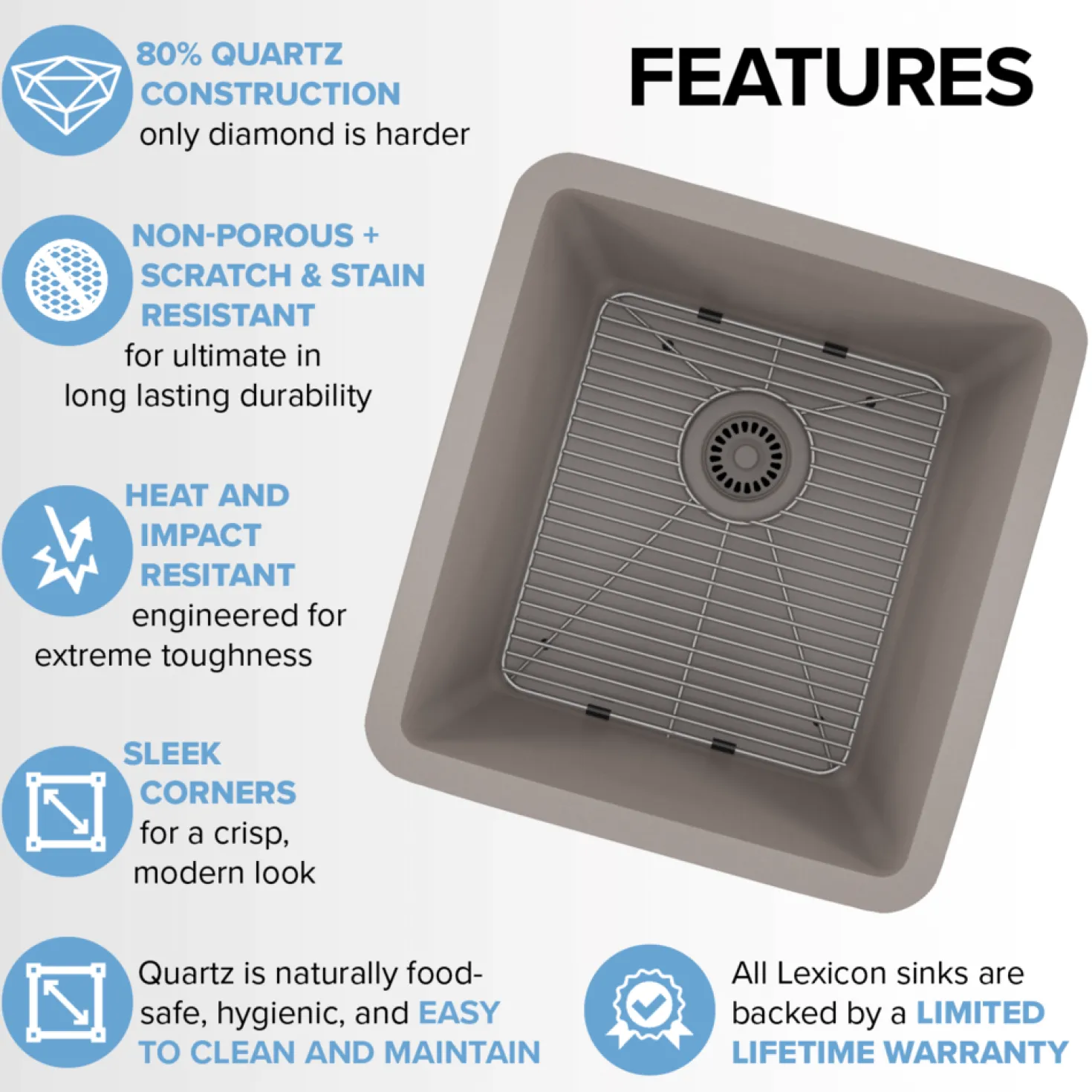 Rectangle Quartz Composite Bar/Prep Sink