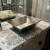 17" Rectangle Wired Rim Vessel Nickel Plated Hammered Copper Sink