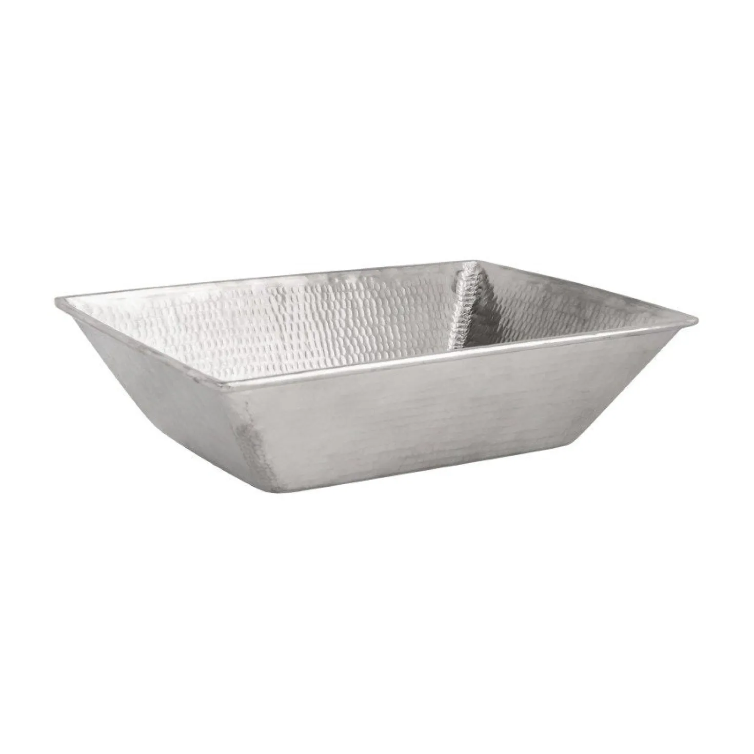 17" Rectangle Wired Rim Vessel Nickel Plated Hammered Copper Sink