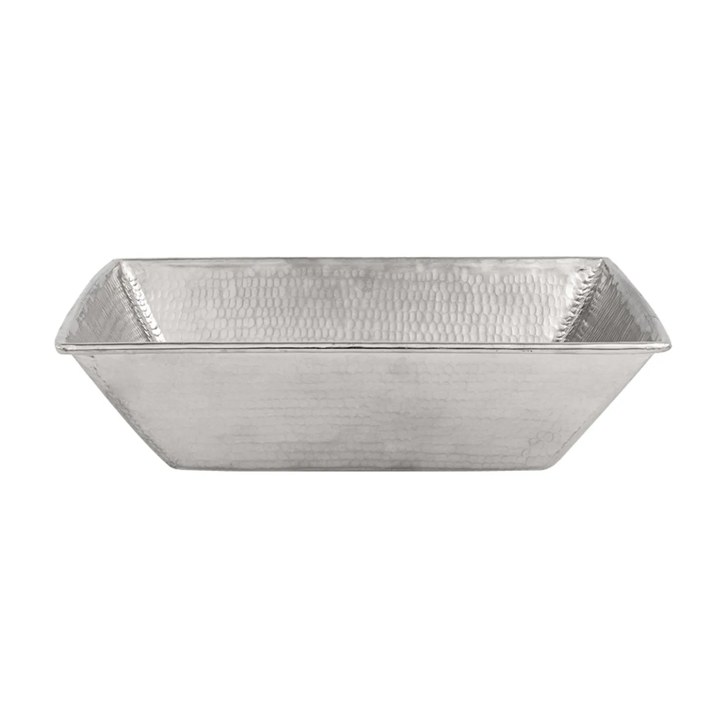 17" Rectangle Wired Rim Vessel Nickel Plated Hammered Copper Sink