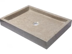 Rectangular Infinity Pool Sink in Polished Penny Grey Marble