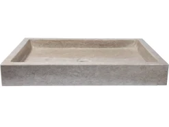 Rectangular Infinity Pool Sink in Polished Penny Grey Marble