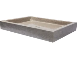 Rectangular Infinity Pool Sink in Polished Penny Grey Marble