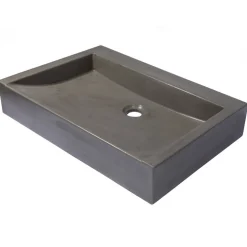 Rectangular Sloped Concrete Vessel Sink in Dark Gray