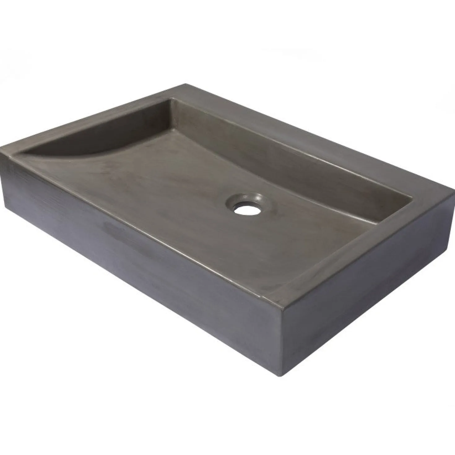 Rectangular Sloped Concrete Vessel Sink in Dark Gray