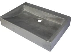 Rectangular Sloped Concrete Vessel Sink in Dark Gray