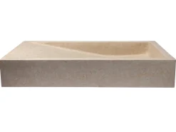 Rectangular Slopes Vessel Sink in Honed Galala Beige Marble