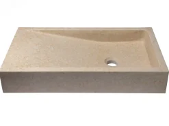 Rectangular Slopes Vessel Sink in Honed Galala Beige Marble