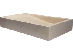 Rectangular Slopes Vessel Sink in Honed Galala Beige Marble
