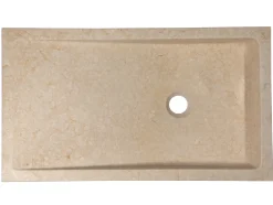 Rectangular Slopes Vessel Sink in Honed Galala Beige Marble