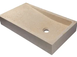 Rectangular Slopes Vessel Sink in Honed Galala Beige Marble