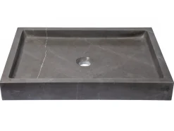 Rectangular Vessel Sink in Honed Pietra Grey Marble