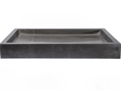 Rectangular Vessel Sink in Honed Pietra Grey Marble