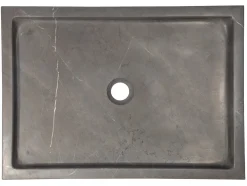 Rectangular Vessel Sink in Honed Pietra Grey Marble