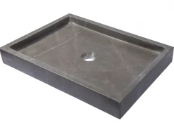 Rectangular Vessel Sink in Honed Pietra Grey Marble