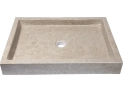 Rectangular Vessel Sink in Polished Penny Grey Marble
