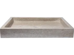 Rectangular Vessel Sink in Polished Penny Grey Marble