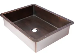Rectangular 20" x 16" Stainless Steel Undermount Bathroom Sink with Drain in Bronze