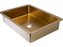 Rectangular 20" x 16" Stainless Steel Undermount Bathroom Sink with Drain in Gold
