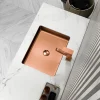 Rectangular 20" x 16" Stainless Steel Undermount Bathroom Sink with Drain in Rose Gold