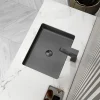 Rectangular 20" x 16" Stainless Steel Undermount Bathroom Sink with Drain in Black