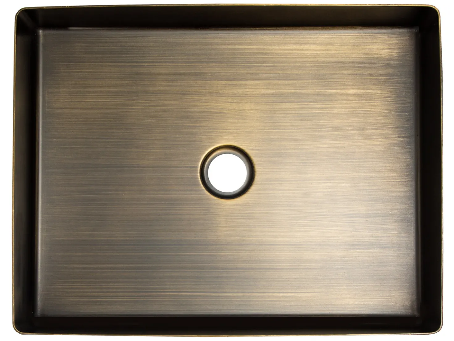 Rectangular 19" x 14 1/2" Stainless Steel Bathroom Vessel Sink with Drain in Antique Gold