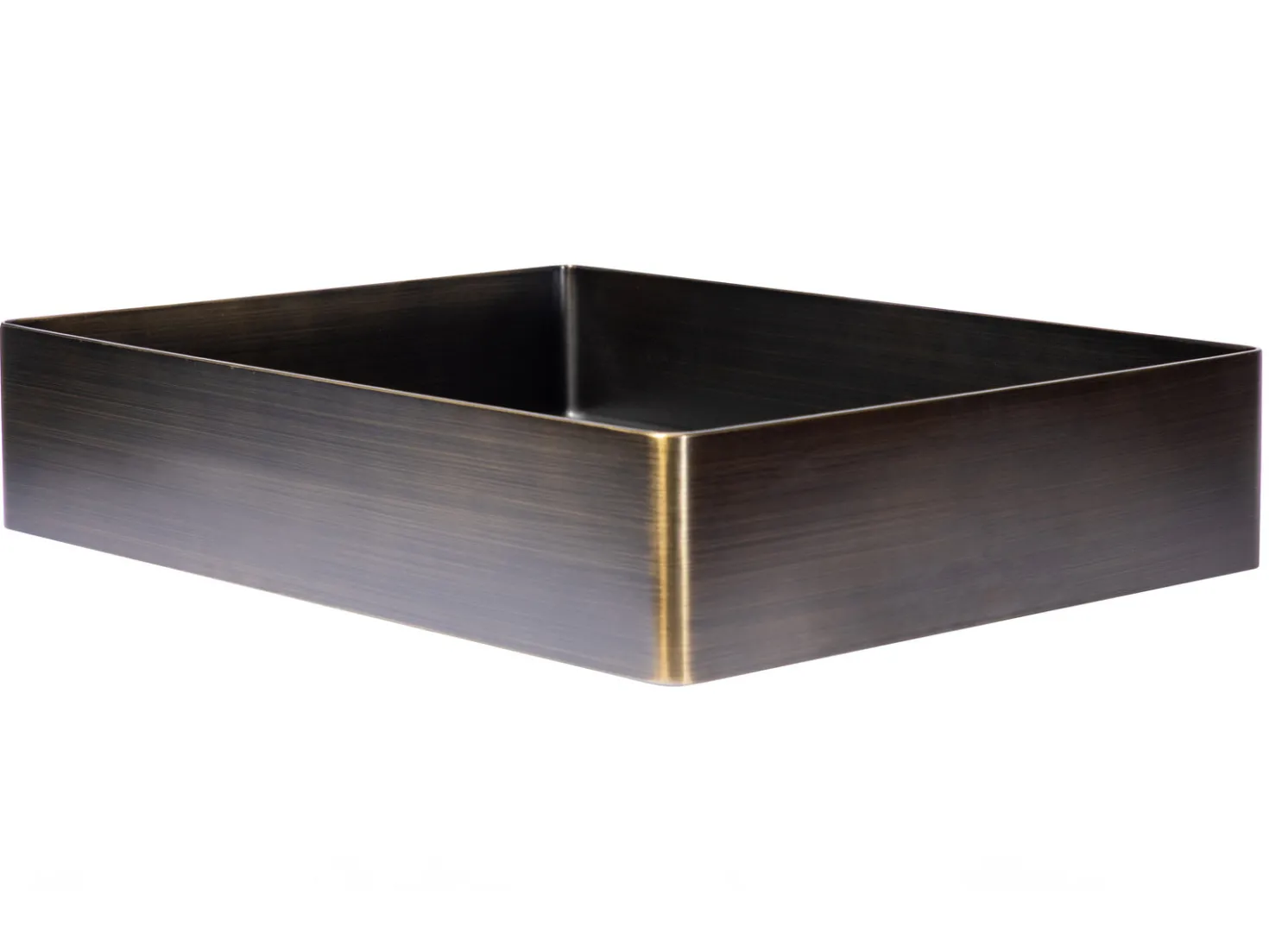 Rectangular 19" x 14 1/2" Stainless Steel Bathroom Vessel Sink with Drain in Antique Gold