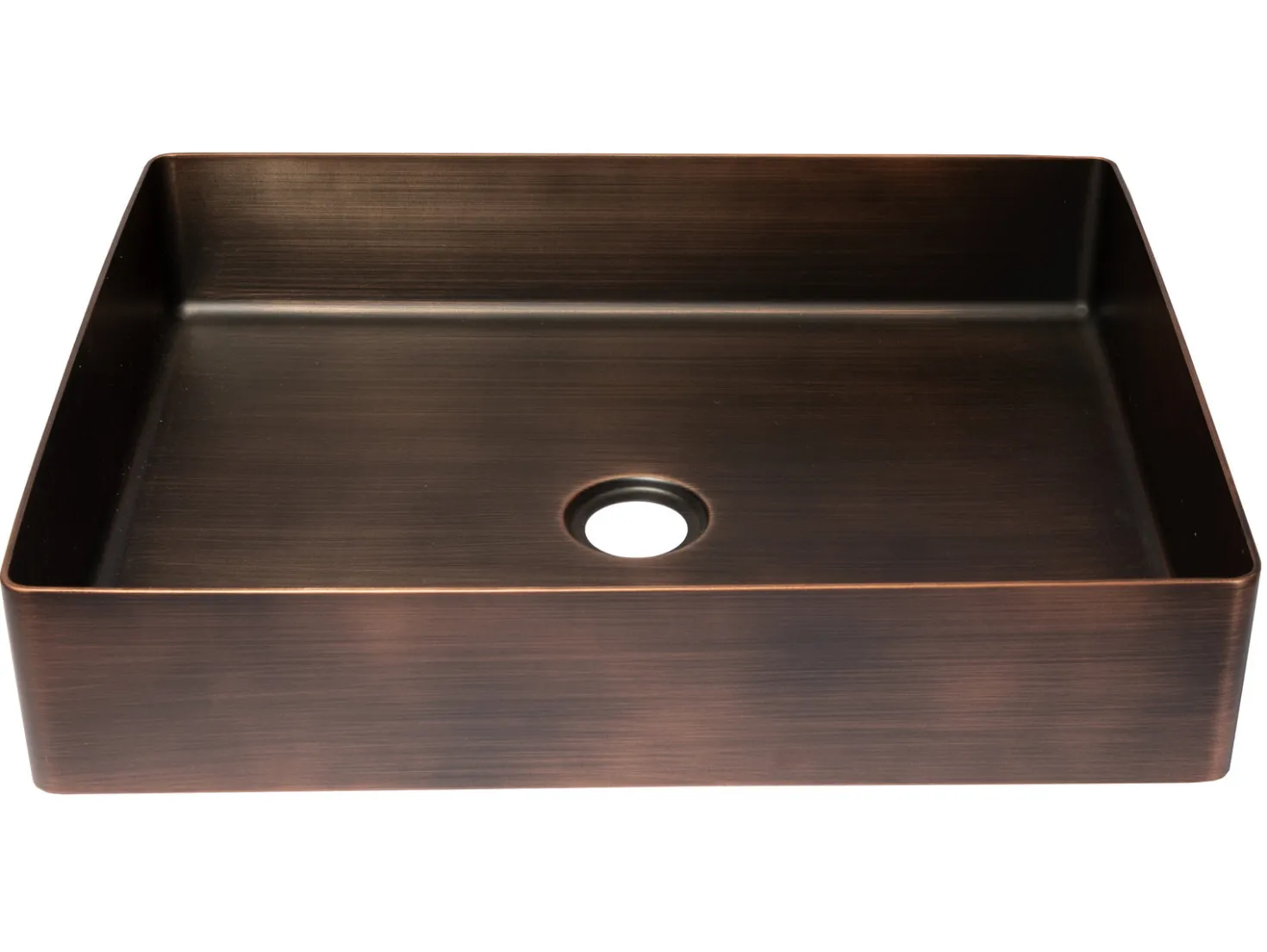 Rectangular 19 x 14 1/2" Stainless Steel Bathroom Vessel Sink with Drain in Bronze