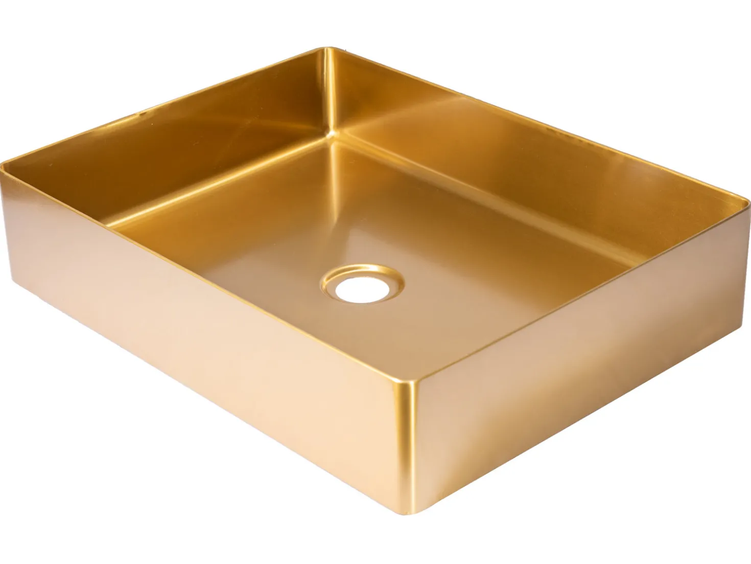Rectangular 19" x 14 1/2" Stainless Steel Bathroom Vessel Sink with Drain in Gold