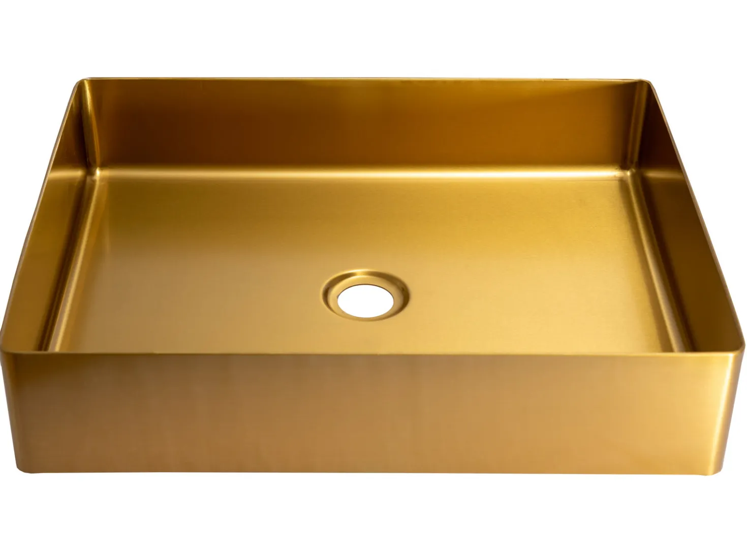 Rectangular 19" x 14 1/2" Stainless Steel Bathroom Vessel Sink with Drain in Gold