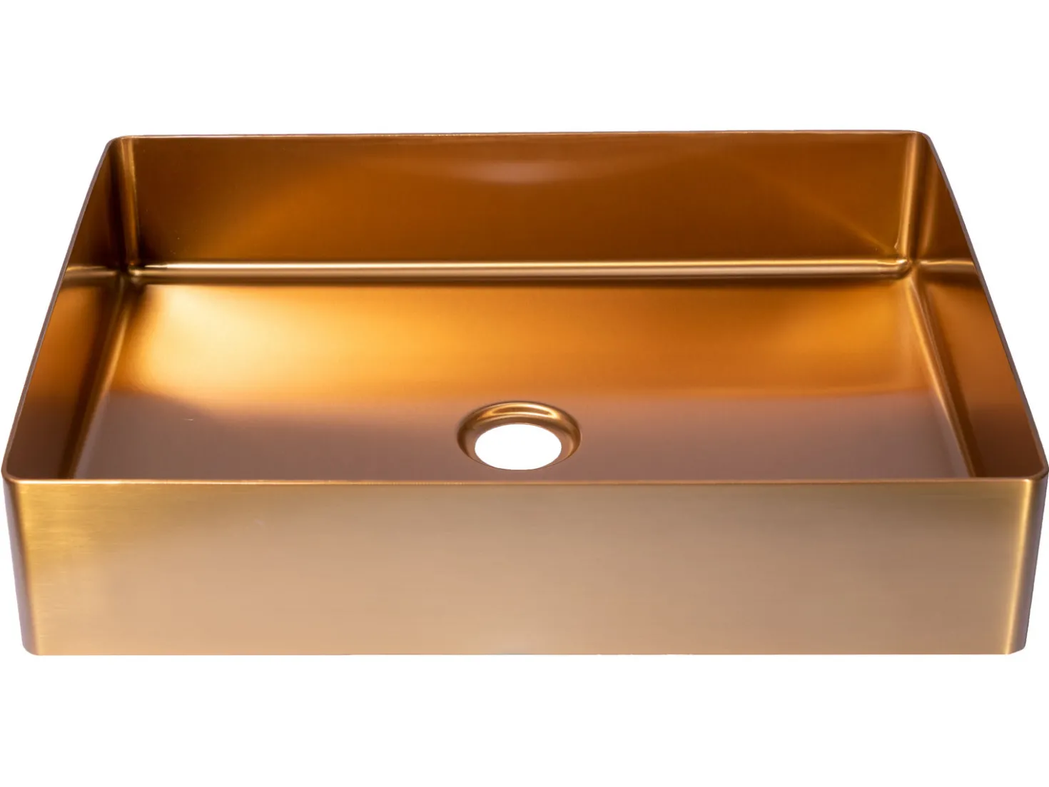 Rectangular 19" x 14 1/2" Stainless Steel Bathroom Vessel Sink with Drain in Rose Gold