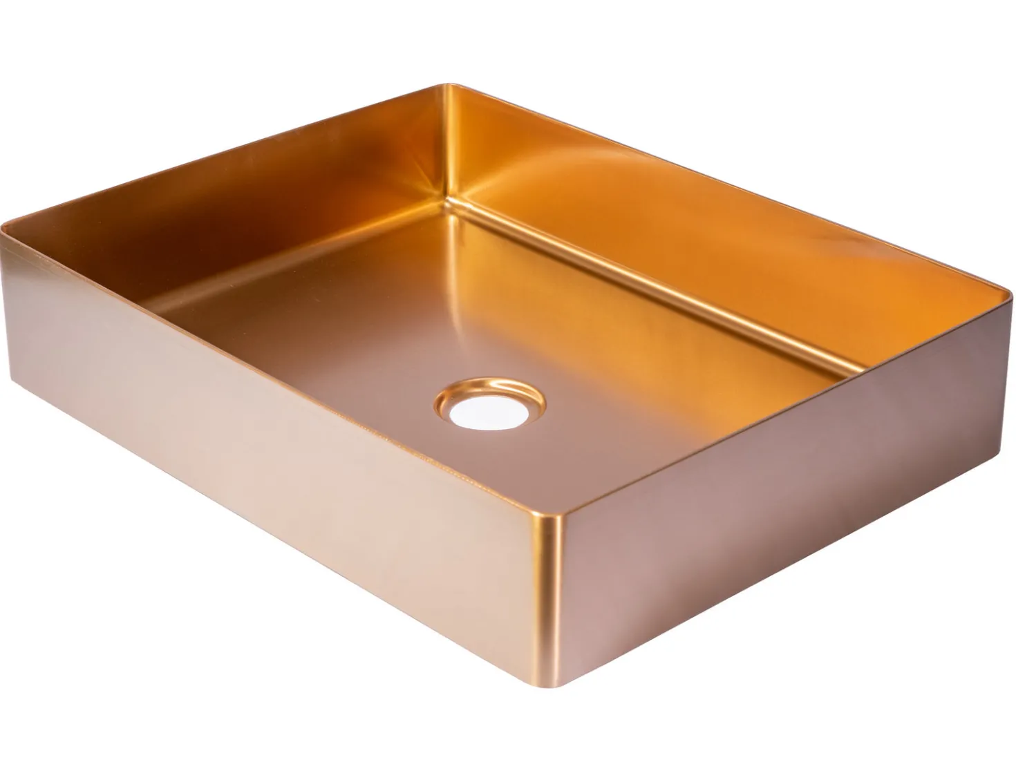 Rectangular 19" x 14 1/2" Stainless Steel Bathroom Vessel Sink with Drain in Rose Gold