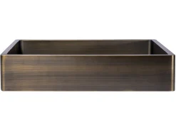 Rectangular 18 3/4" x 15 3/4" Thick Rim Stainless Steel Bathroom Vessel Sink with Drain in Antique Gold