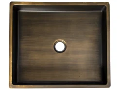 Rectangular 18 3/4" x 15 3/4" Thick Rim Stainless Steel Bathroom Vessel Sink with Drain in Antique Gold