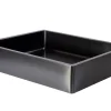 Rectangular 18 3/4 x 15 3/4" Thick Rim Stainless Steel Bathroom Vessel Sink with Drain in Black
