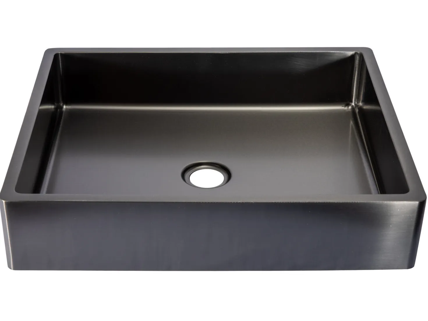 Rectangular 18 3/4 x 15 3/4" Thick Rim Stainless Steel Bathroom Vessel Sink with Drain in Black