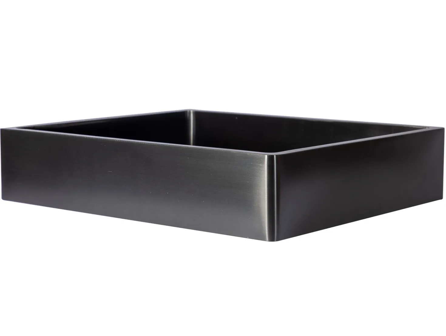 Rectangular 18 3/4 x 15 3/4" Thick Rim Stainless Steel Bathroom Vessel Sink with Drain in Black